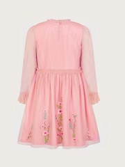 Monsoon Pink Floral Embellished Dobby Dress - Image 2 of 3