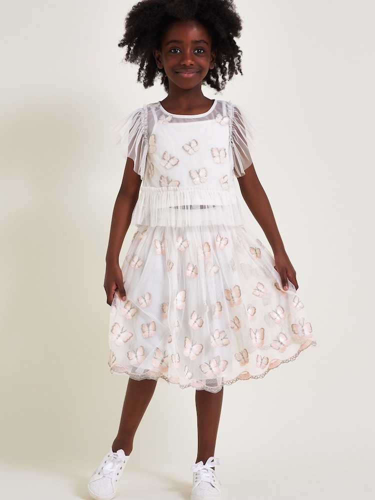Monsoon Natural Embellished Butterfly Skirt and Top Set - Image 1 of 4
