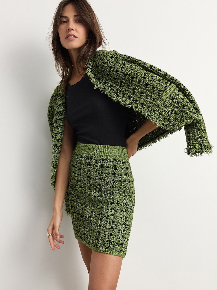 Green Lime Co-ord Knitted Mini Skirt - Image 1 of 7