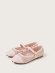 Monsoon Pink Sparkle Tweed Ballet Flats - Image 1 of 3