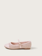 Monsoon Pink Sparkle Tweed Ballet Flats - Image 2 of 3