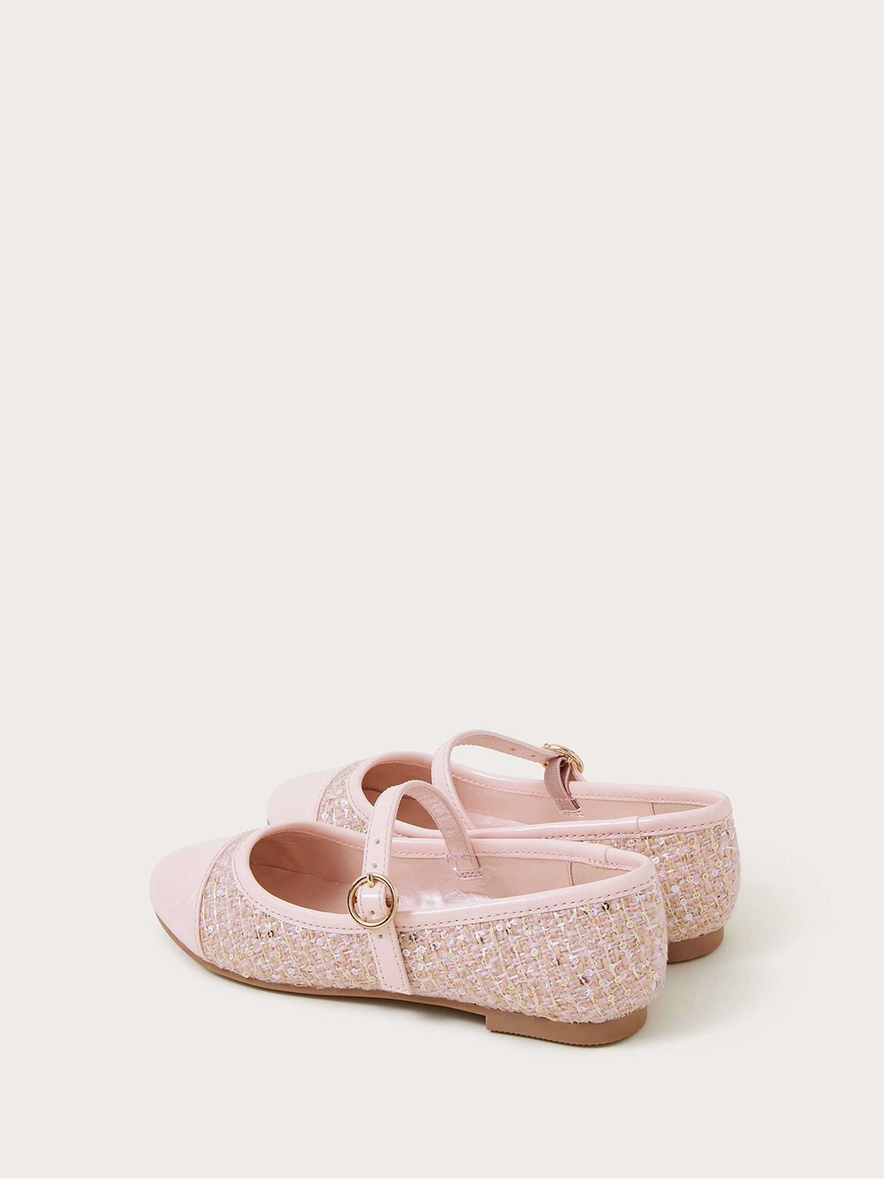 Monsoon Pink Sparkle Tweed Ballet Flats - Image 3 of 3
