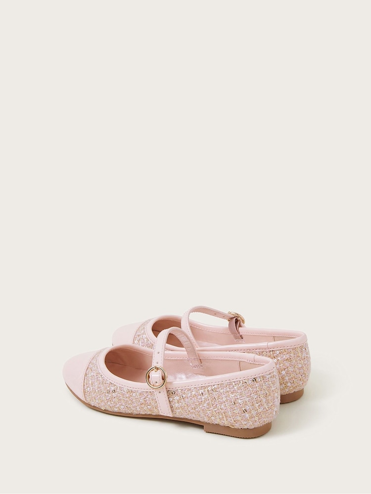 Monsoon Pink Sparkle Tweed Ballet Flats - Image 3 of 3