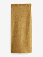 Green Olive Neppy Knitted Column Midi Skirt with Wool - Image 6 of 8