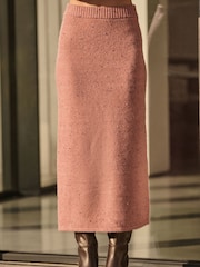 Pink Blush Neppy Knitted Column Midi Skirt with Wool - Image 3 of 8