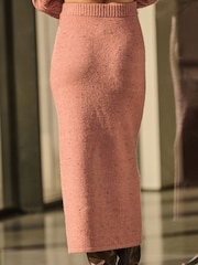 Pink Blush Neppy Knitted Column Midi Skirt with Wool - Image 4 of 8