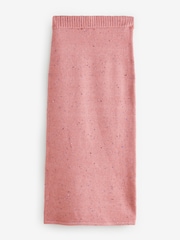 Pink Blush Neppy Knitted Column Midi Skirt with Wool - Image 6 of 8