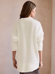 White Ecru 100% Wool Premium Crew Neck Jumper - Image 3 of 8