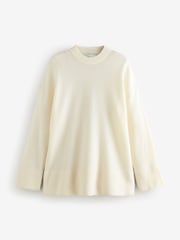 White Ecru 100% Wool Premium Crew Neck Jumper - Image 6 of 8