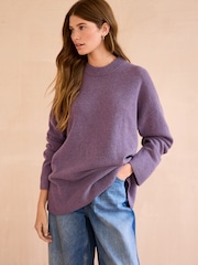 Purple 100% Wool Premium Crew Neck Jumper - Image 1 of 8