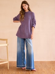 Purple 100% Wool Premium Crew Neck Jumper - Image 2 of 8