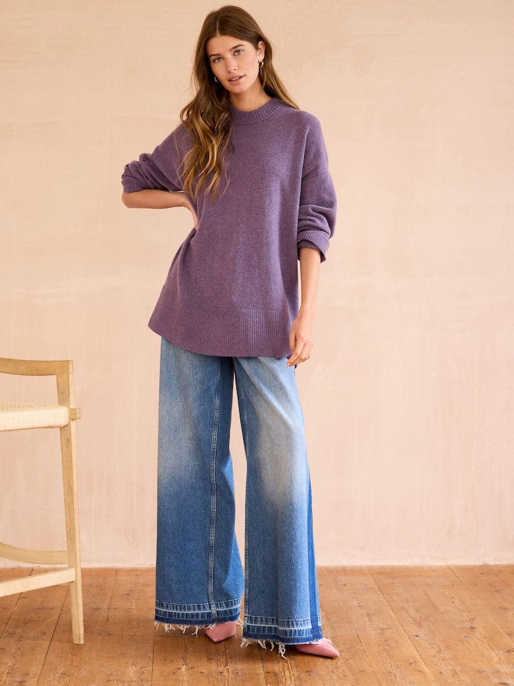 Purple 100% Wool Premium Crew Neck Jumper - Image 2 of 8