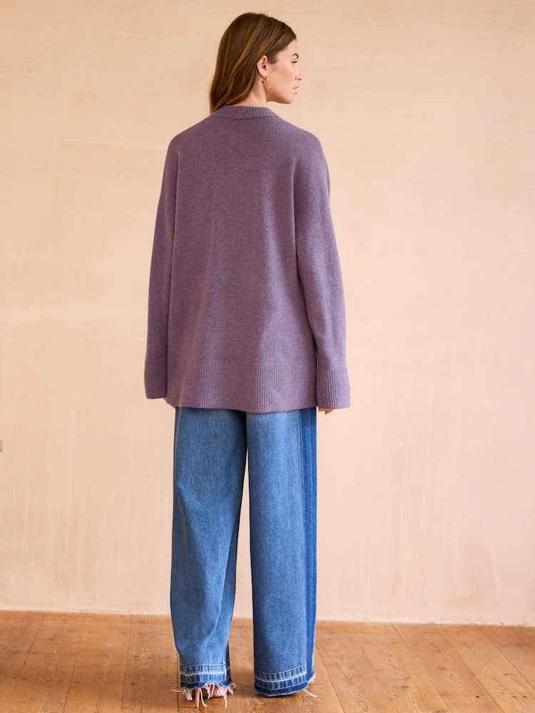 Purple 100% Wool Premium Crew Neck Jumper - Image 3 of 8