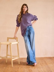 Purple 100% Wool Premium Crew Neck Jumper - Image 4 of 8