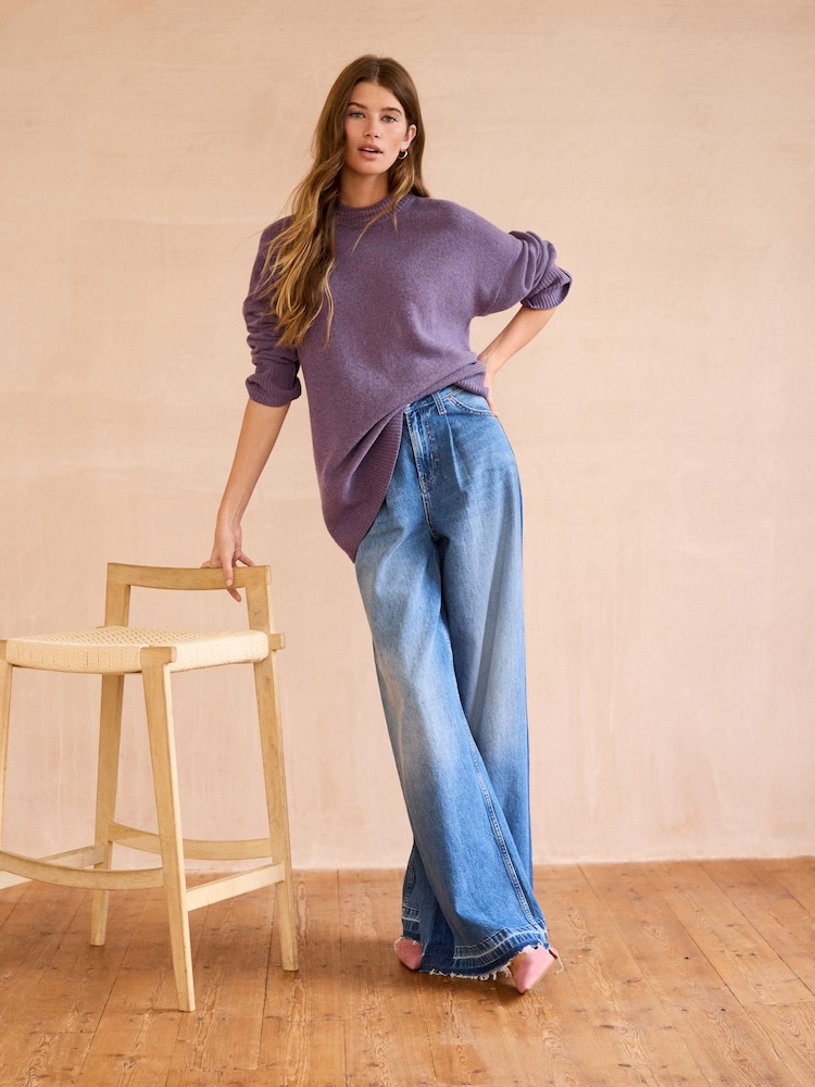 Purple 100% Wool Premium Crew Neck Jumper - Image 4 of 8
