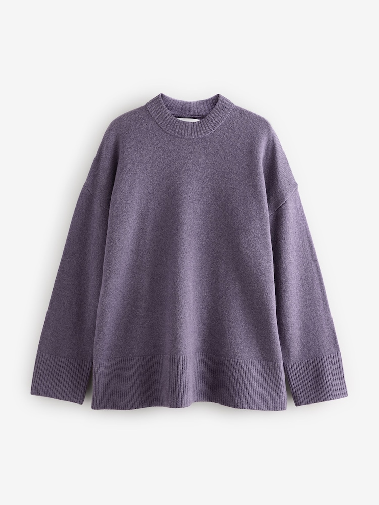 Purple 100% Wool Premium Crew Neck Jumper - Image 6 of 8