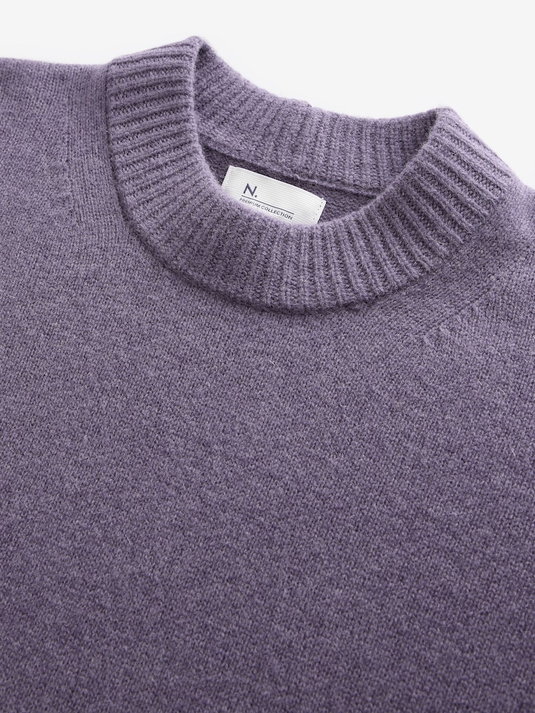 Purple 100% Wool Premium Crew Neck Jumper - Image 7 of 8