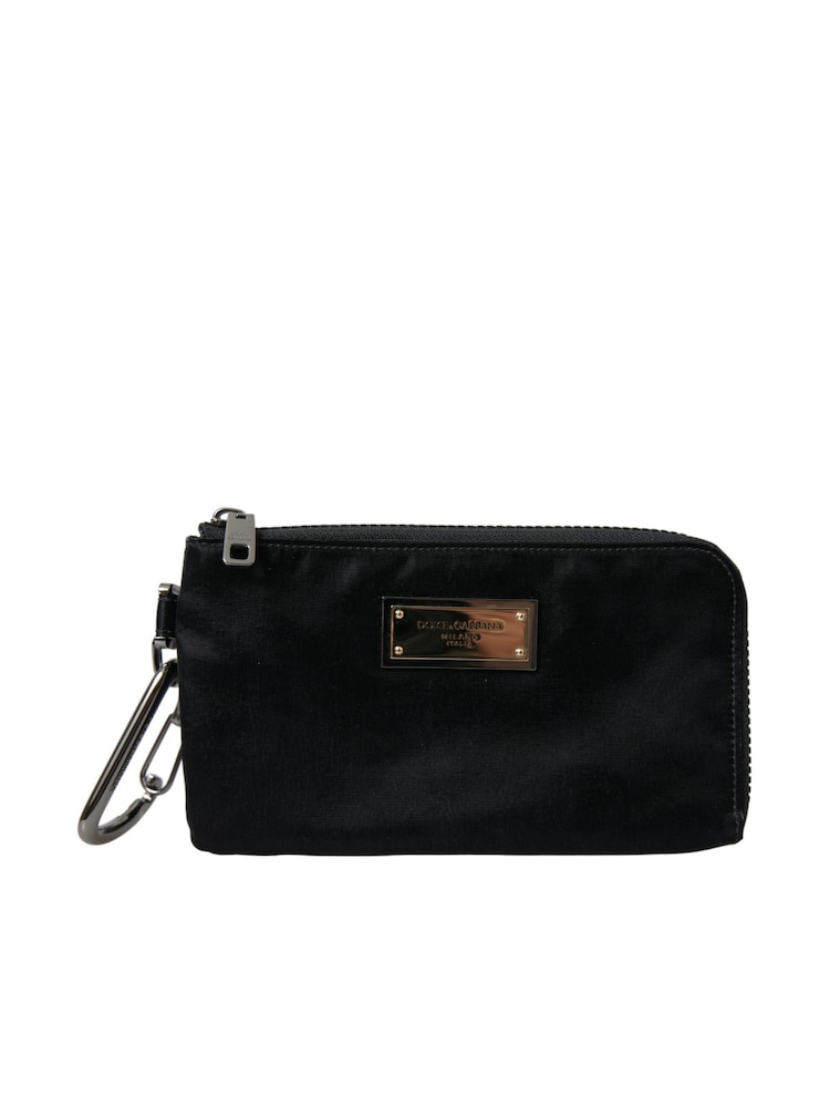 Dolce & Gabbana Nylon and Calfskin Pouch Black Bag with Bigalvanic Plaque - Image 1 of 3