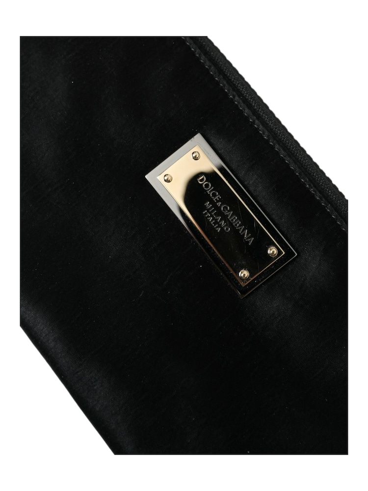 Dolce & Gabbana Nylon and Calfskin Pouch Black Bag with Bigalvanic Plaque - Image 3 of 3