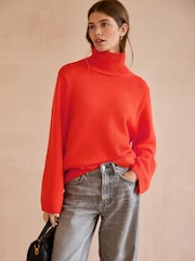 Orange Relaxed Fit Oversized Premium Knitted Jumper with Cashmere - Image 1 of 7