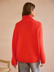 Orange Relaxed Fit Oversized Premium Knitted Jumper with Cashmere - Image 3 of 7