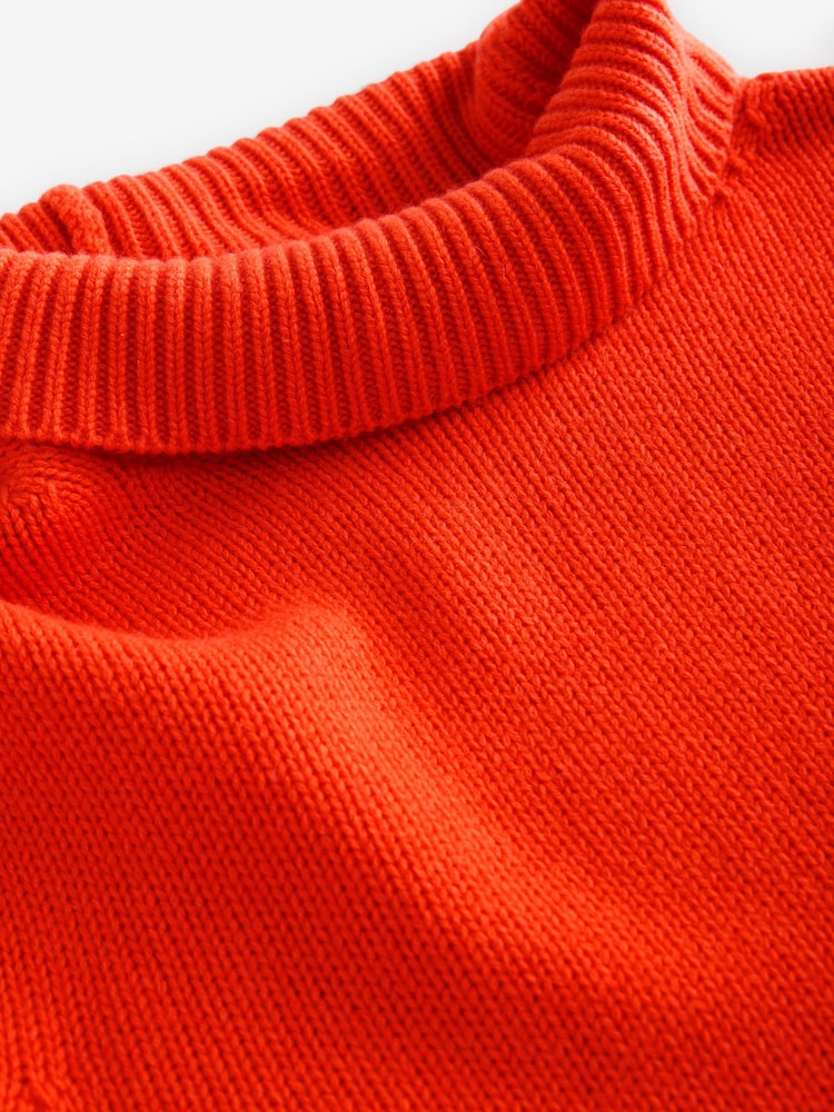 Orange Relaxed Fit Oversized Premium Knitted Jumper with Cashmere - Image 6 of 7