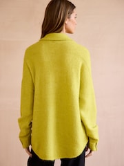 Green Lime Premium Soft Touch Collared Button Down Knitted Shirt with Alpaca - Image 2 of 7