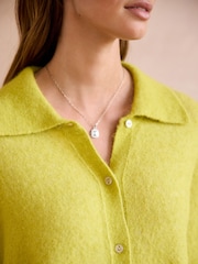 Green Lime Premium Soft Touch Collared Button Down Knitted Shirt with Alpaca - Image 5 of 7