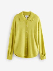 Green Lime Premium Soft Touch Collared Button Down Knitted Shirt with Alpaca - Image 6 of 7