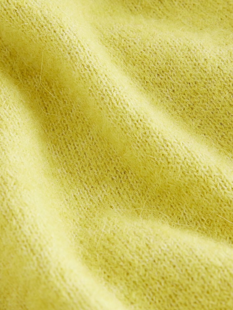Green Lime Premium Soft Touch Collared Button Down Knitted Shirt with Alpaca - Image 7 of 7