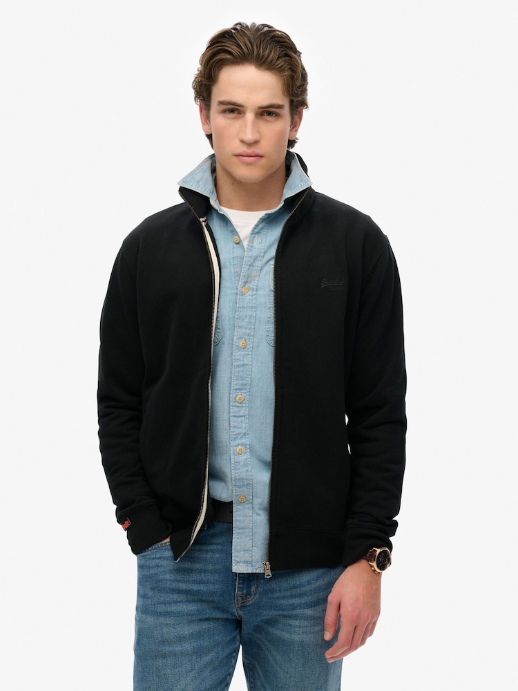 Superdry Black Essential Logo Loose Fit Track Top - Image 1 of 5