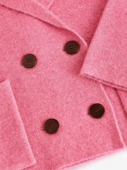 Pink Smart Collared Knitted Blazer Cardigan Jacket with Wool - Image 6 of 7