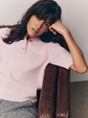 Hellrosa - Smart Collared Knitted T-Shirt - Bild 1 von 8