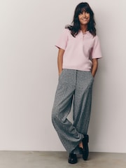 Hellrosa - Smart Collared Knitted T-Shirt - Bild 2 von 8
