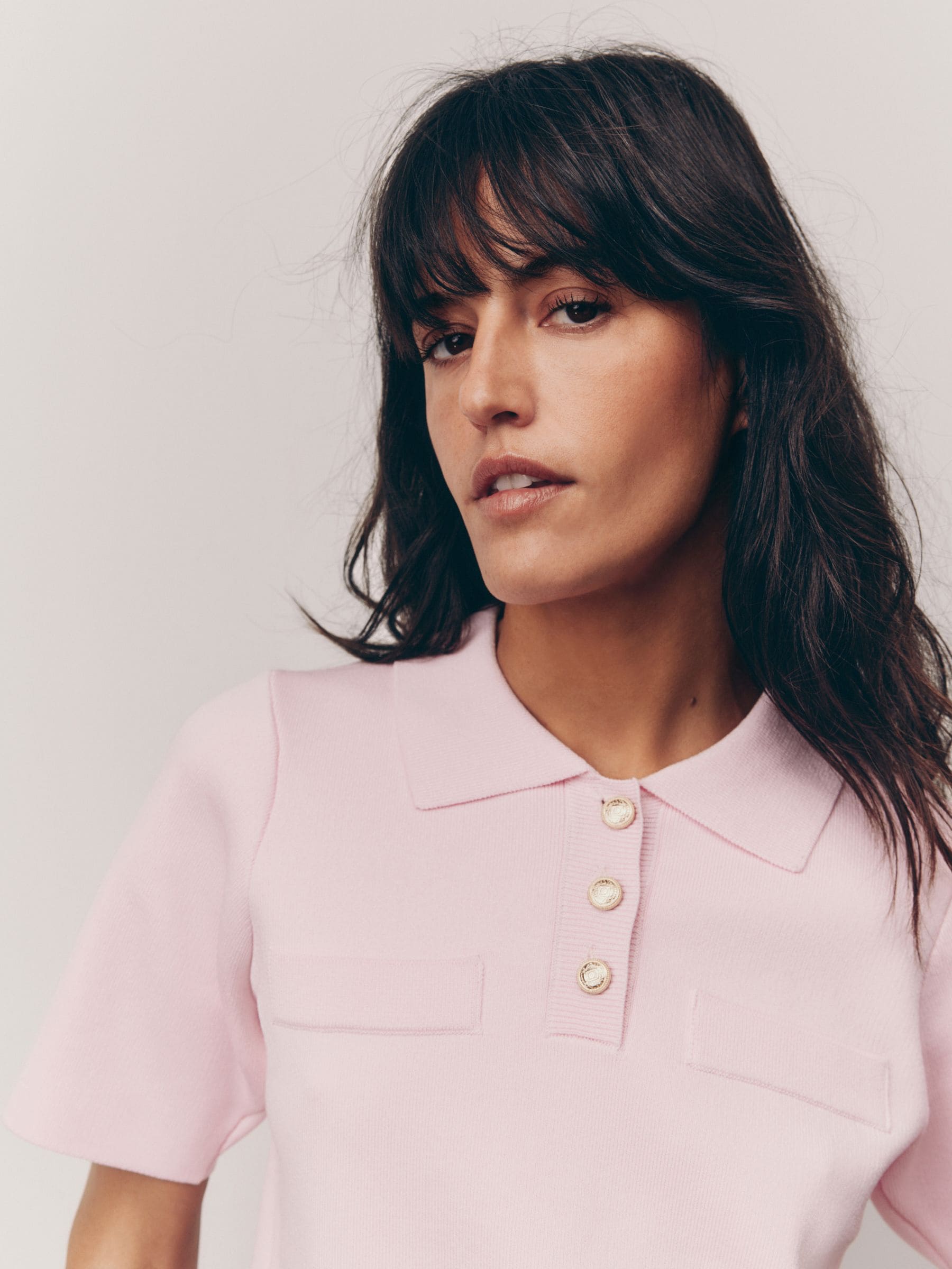 Buy Pink Bright Smart Collared Knitted T-Shirt from the Next