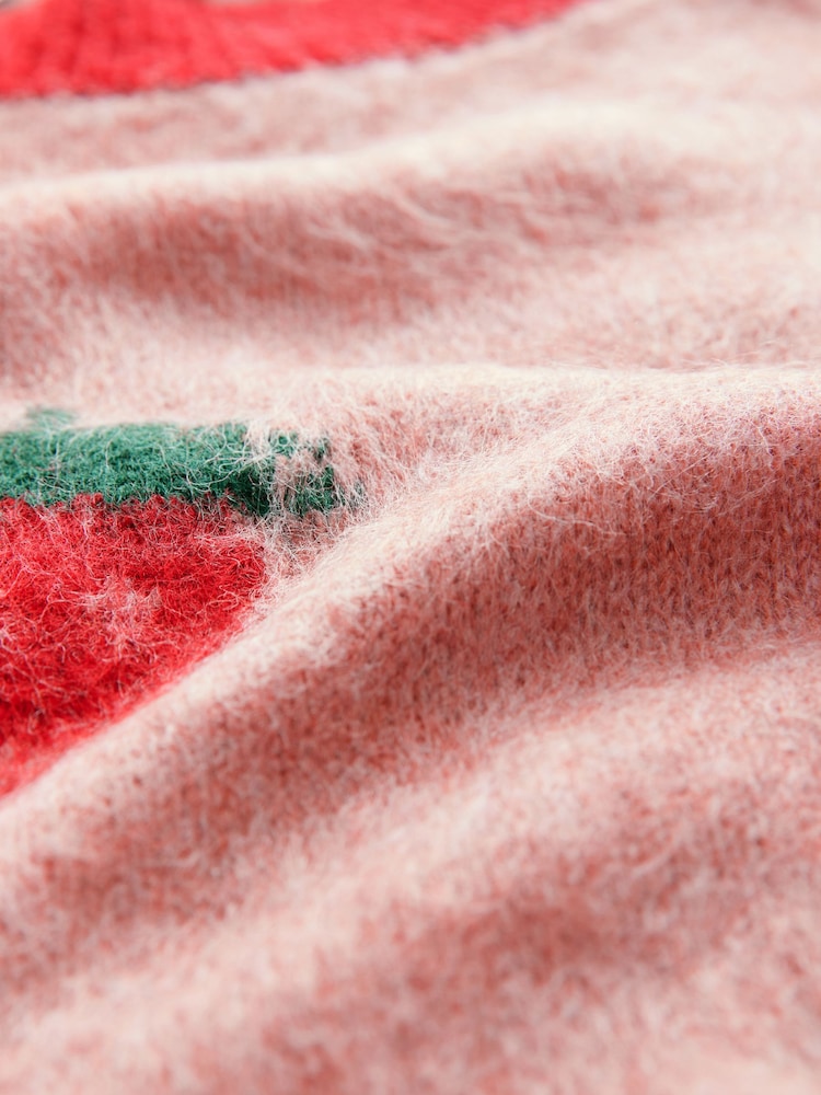 Pink Strawberry Patterned Knitted Crew Neck Jumper - Image 7 of 8
