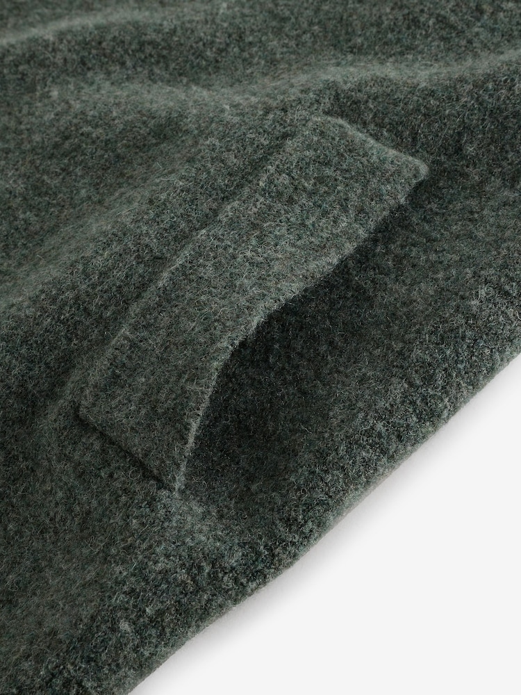Green Khaki Soft Touch Waterfall Longline Knitted Cardigan Coatigan - Image 6 of 7