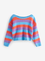 Blue Soft Touch Bardot Off The Shoulder Knitted Jumper with Alpaca - Image 5 of 7