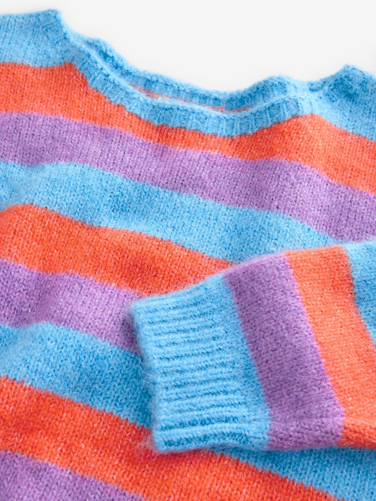 Blue Soft Touch Bardot Off The Shoulder Knitted Jumper with Alpaca - Image 6 of 7