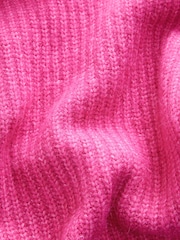 Pink Chunky Rib High Roll Neck Knitted Jumper with Alpaca - Image 7 of 7