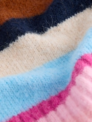 Multi Bright Stripe Collared Polo Knitted Jumper with Wool - Image 7 of 7