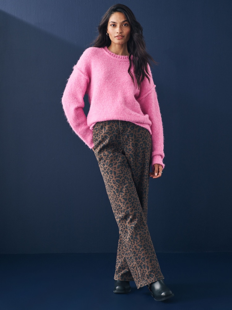 Pink Soft Touch Crew Neck Knitted Jumper with Wool - Image 2 of 7
