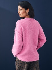 Pink Soft Touch Crew Neck Knitted Jumper with Wool - Image 3 of 7