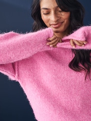 Pink Soft Touch Crew Neck Knitted Jumper with Wool - Image 4 of 7