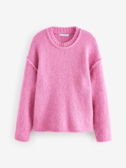 Pink Soft Touch Crew Neck Knitted Jumper with Wool - Image 5 of 7