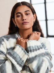 Grey Spacedye Stripe Knitted Jumper - Image 2 of 7