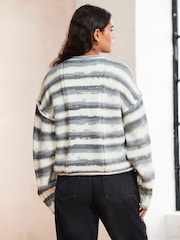Grey Spacedye Stripe Knitted Jumper - Image 3 of 7