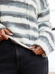 Grey Spacedye Stripe Knitted Jumper - Image 4 of 7