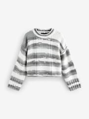 Grey Spacedye Stripe Knitted Jumper - Image 5 of 7