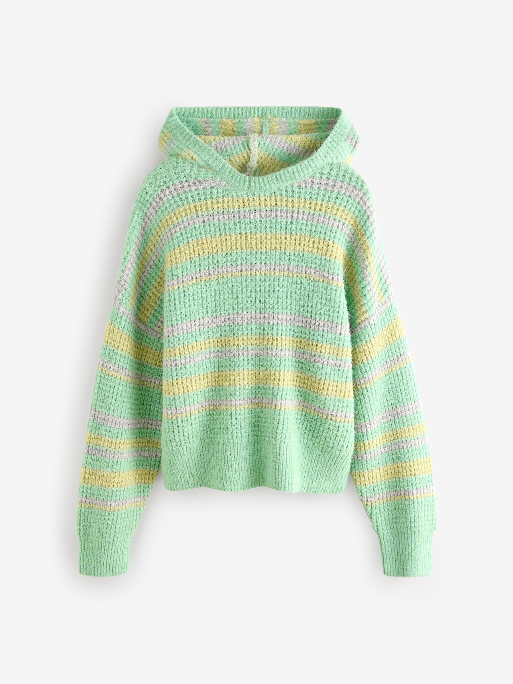 Buy Green Stripe Relaxed Stitch Knitted Hoodie from Next Romania